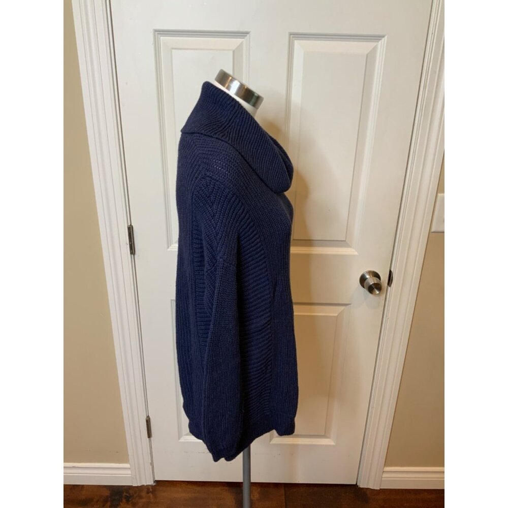 BCBG Max Azria Heather Navy Blue Chunky Knit Sandrah Cowl Neck Sweater Size XS/S - Picture 2 of 5